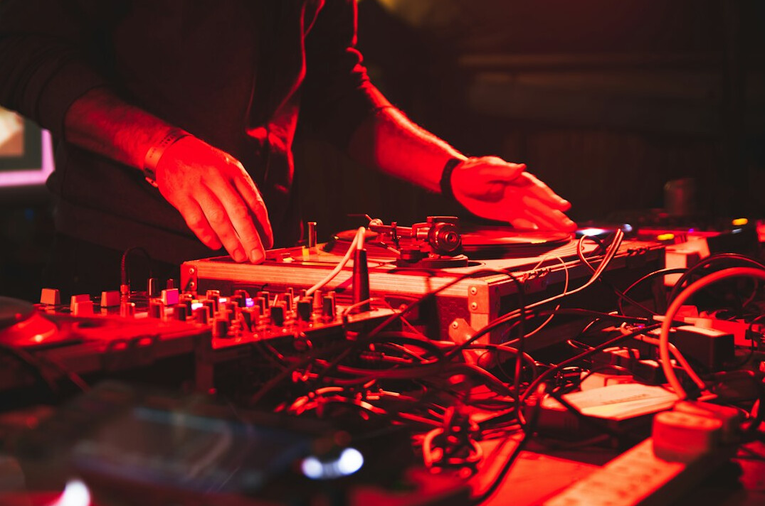 Audio engineer working at a sound mixing console